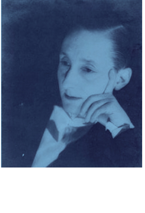 portrait of Marlow Moss with a blue tint